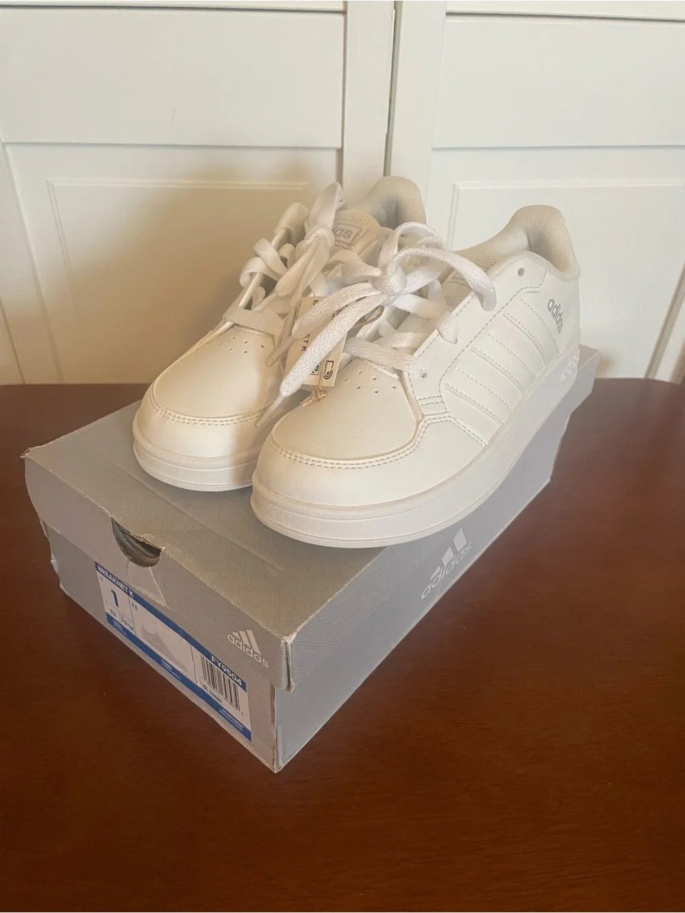 adidas Kids White Low-Top Lace-Up Sneakers